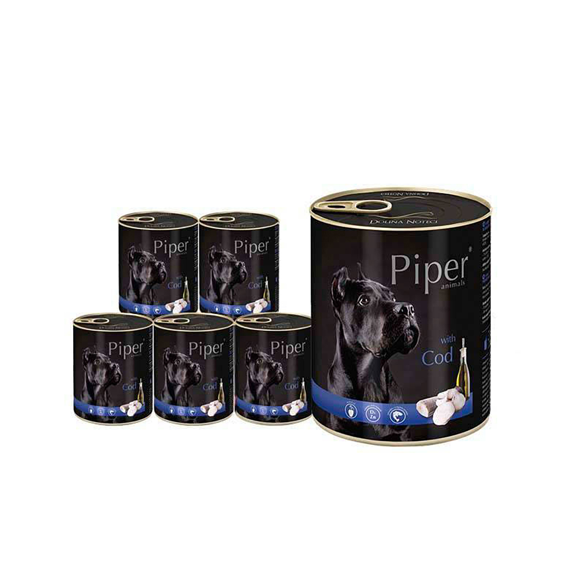 Piper Wet Dog Food with Cod 800 g Canned Dog Food 6 x 800 g
