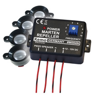 Ultrasonic repeller of martens, birds and rodents - complete kit with 20 m wire and power supply