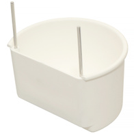 Feeder drinker for parrots white fixed on wire