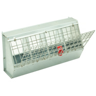 Gutter feeder for rabbits with handles for hanging on the cage