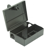 Feeder deratization station with poison key for mice