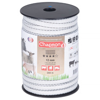 White and black polypolypolypolytape 12 mm for fencing copper conductors MIXED WIRES 200 m