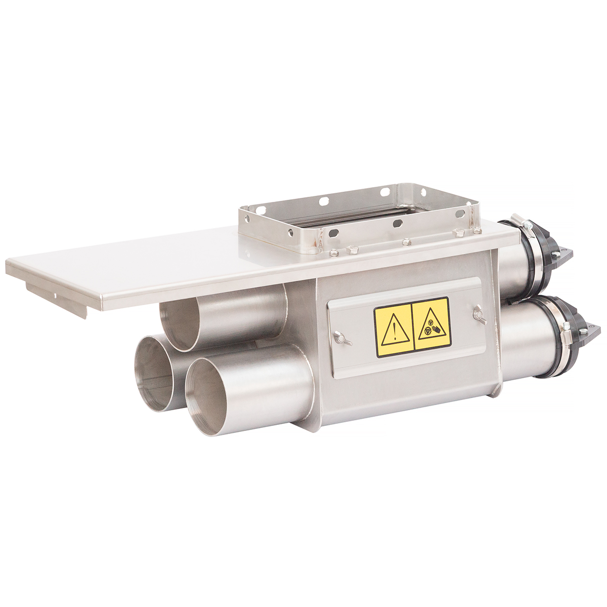 90 mm triple boot for INOX-Line stainless steel silo with gate valve and shaft