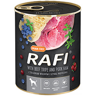 RAFI wet dog food with beef gizzards and ham set in cans 12 x 800 g