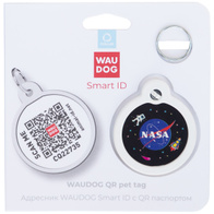 Metal dog tag with QR passport NASA motif
