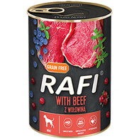 Wet dog food RAFI with beef 400 g can 1 pc