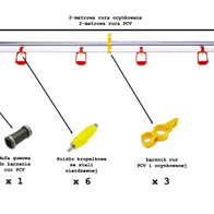 Automatic drinking line for layers, pheasants TOP-CUP 6 - complete 2 m