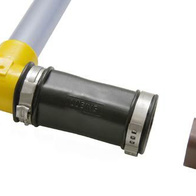 Straight rubber fitting with PVC pipe bands 22 x 22 mm