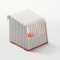 Nesting box for exotic birds for installation outside the cage