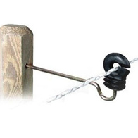 Round insulator for wooden posts with long thread