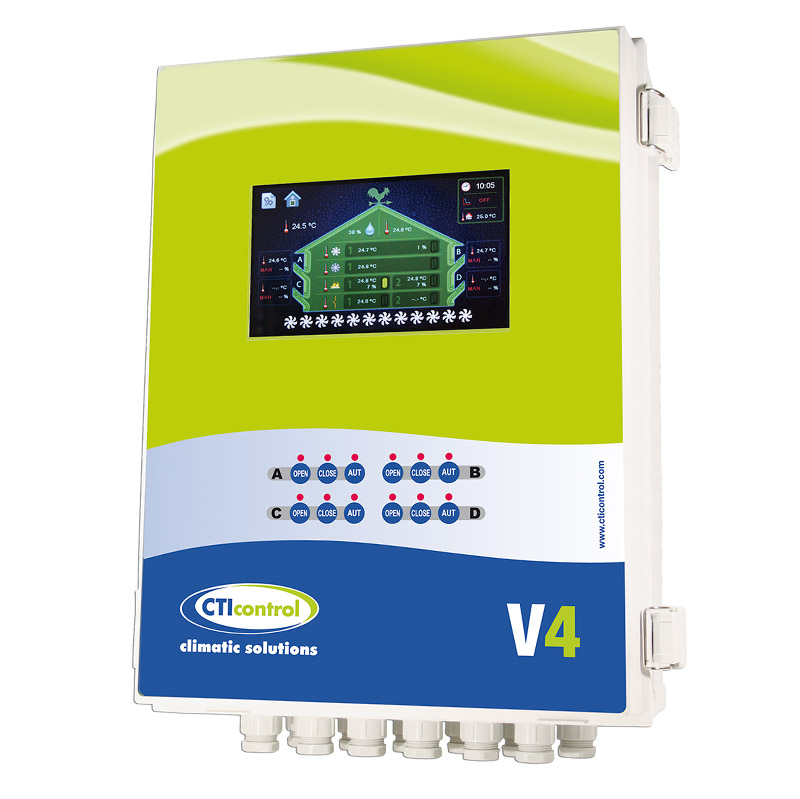 V4 production computer with curves, statistics, vacuum, CO2 and ammonia measurement, poultry scales and silo