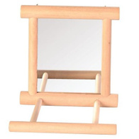 Mirrors for parrots and canaries with a pole