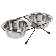 Metal bowl on a stand for a cat dog 2x 0.45 l