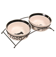 Ceramic bowls on a dog stand 2 x 1.6 l
