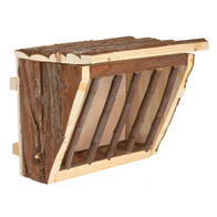 Wooden feeder for hay and green fodder for rabbits