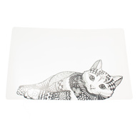 Mat pad for cat bowl zentangle 44x28 cm