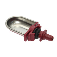 Drinker for rabbits with stainless steel bowl and nipl for pipe mounting 22 x 22 mm