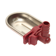 Drinker for rabbits with stainless steel bowl and niple angle plug for hose 10 mm, mounting on a cage