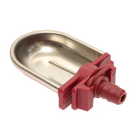 Drinker for rabbits with stainless steel bowl and niple straight plug for hose 10 mm, cage mounting
