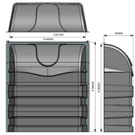 Blackout cover for air intake windows black extended 1200 x 1360 x 400 mm