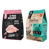 Dry food for kittens without cereals Wiejska Zagroda Pan Mięsko mix of flavors 2 x 400 g