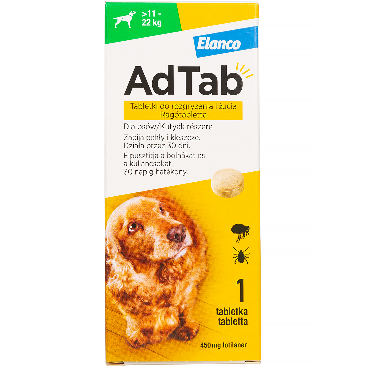 AdTab tablets for ticks and fleas for dogs 450 mg 11-22 kg