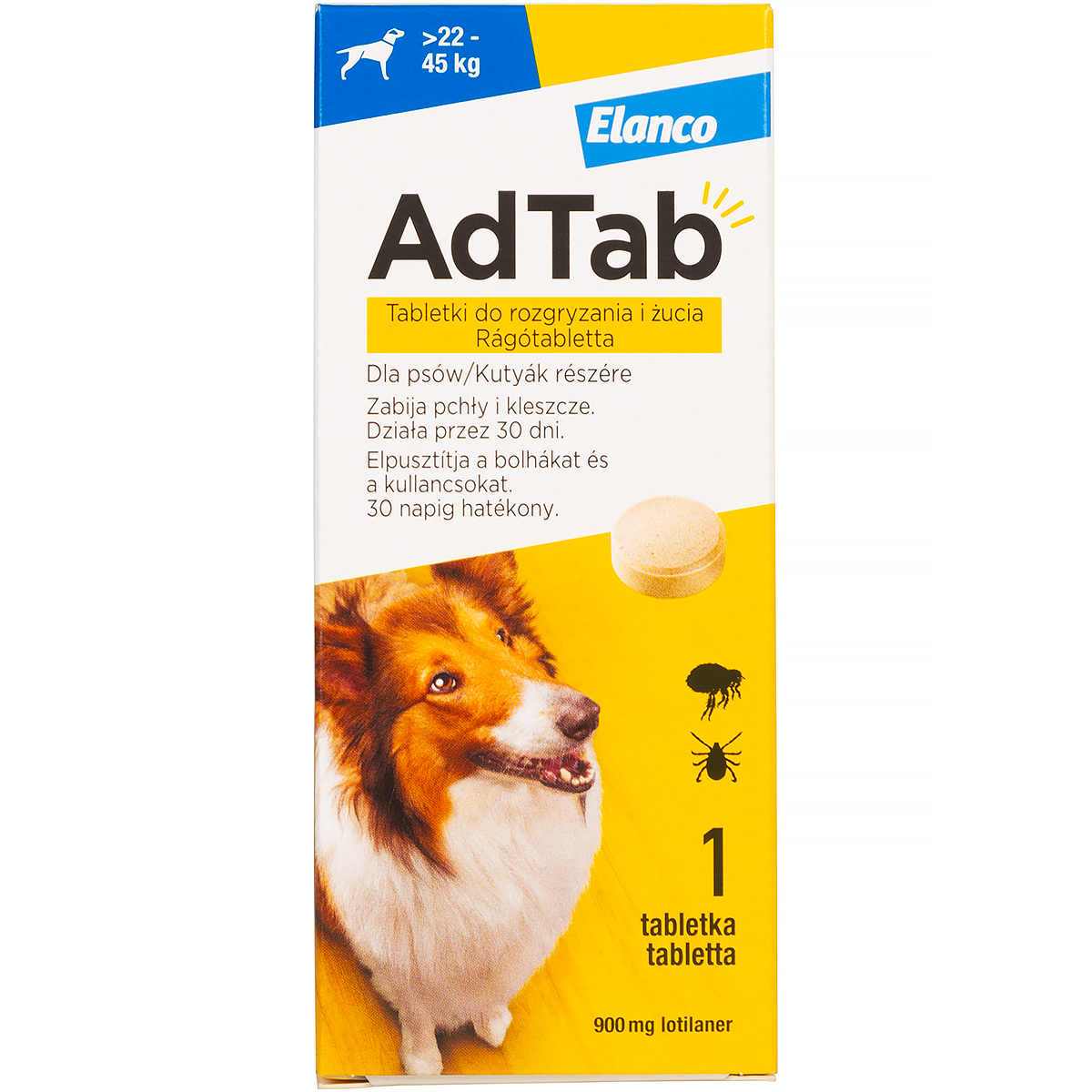 AdTab tick and flea tablets for dogs 900 mg 22-45 kg