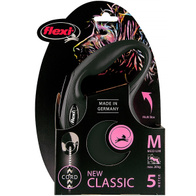 FLEXI leash for dogs up to 25 kg New Classic M 5 m black rope