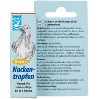 Neck drops for pigeon plumage care Backs Nackentropfen 10 ml