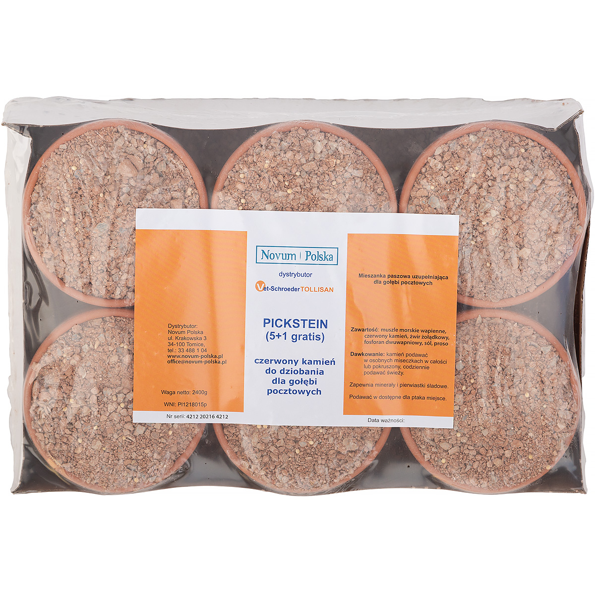 Tollypickstein Tollisan red pecking stone for pigeons in bowls 5+1 