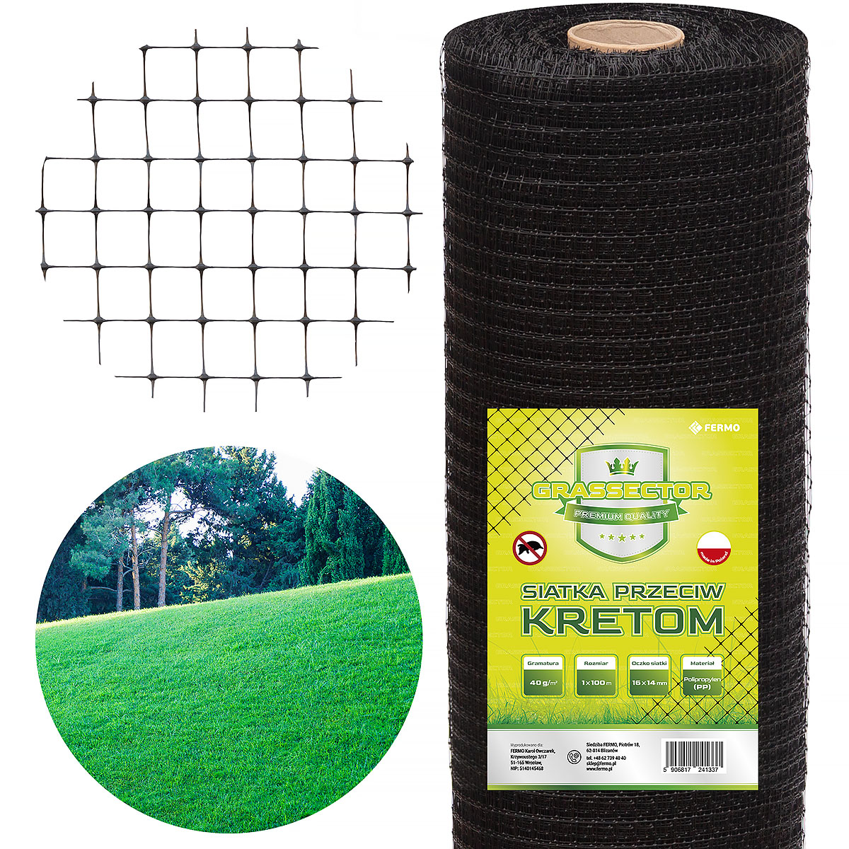GRASSECTOR Premium Mole Barrier Mesh 40 g/m² – 1 × 100 m Roll
