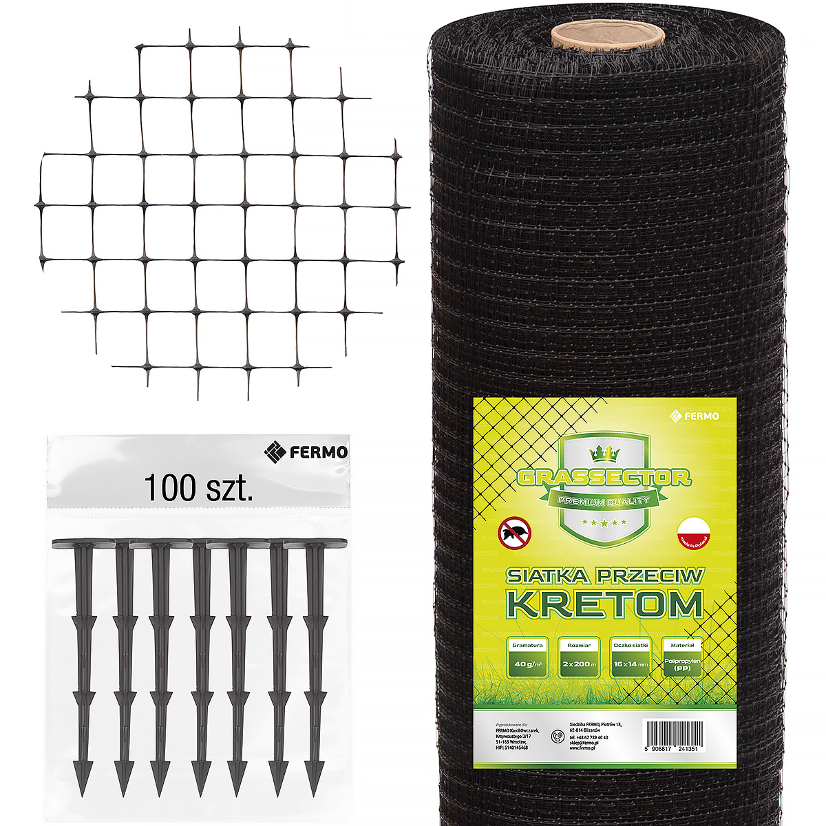 GRASSECTOR Premium Mole Barrier Mesh 40 g/m² – 2 × 200 m Roll + Free Ground Pegs