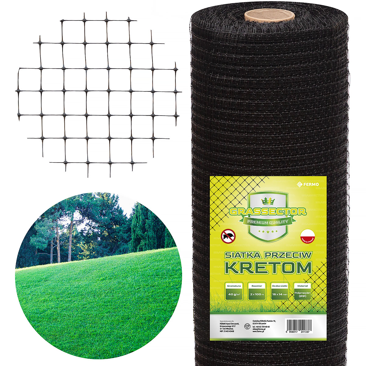 GRASSECTOR Premium Mole Barrier Mesh 40 g/m² – 2 × 100 m Roll