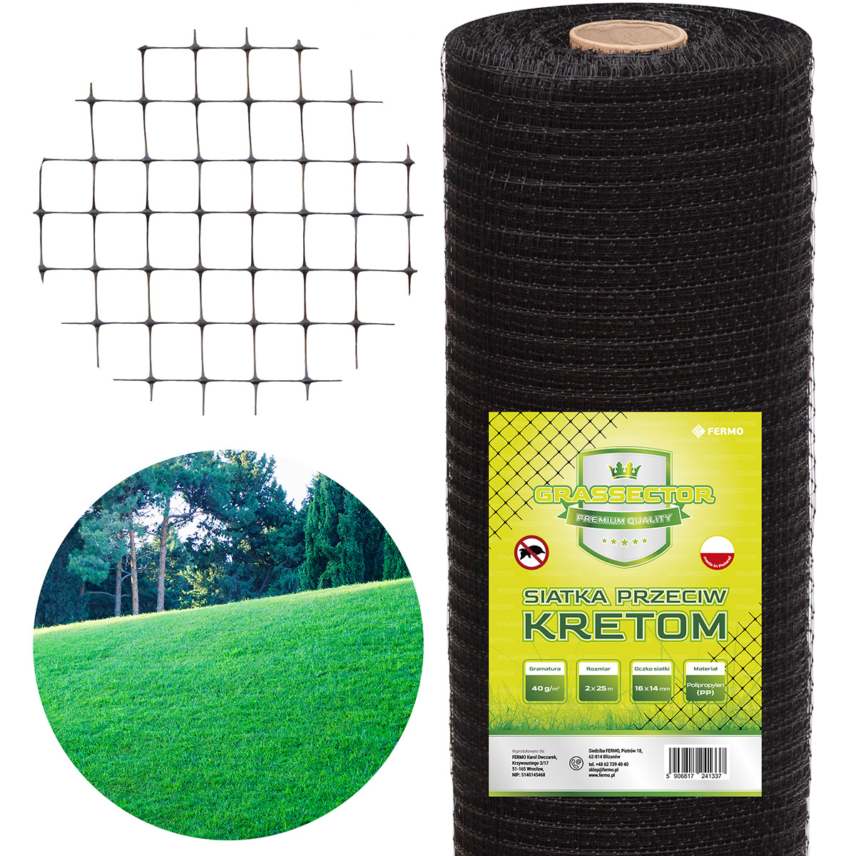 GRASSECTOR Premium Mole Barrier Mesh 40 g/m² – 2 × 25 m Roll