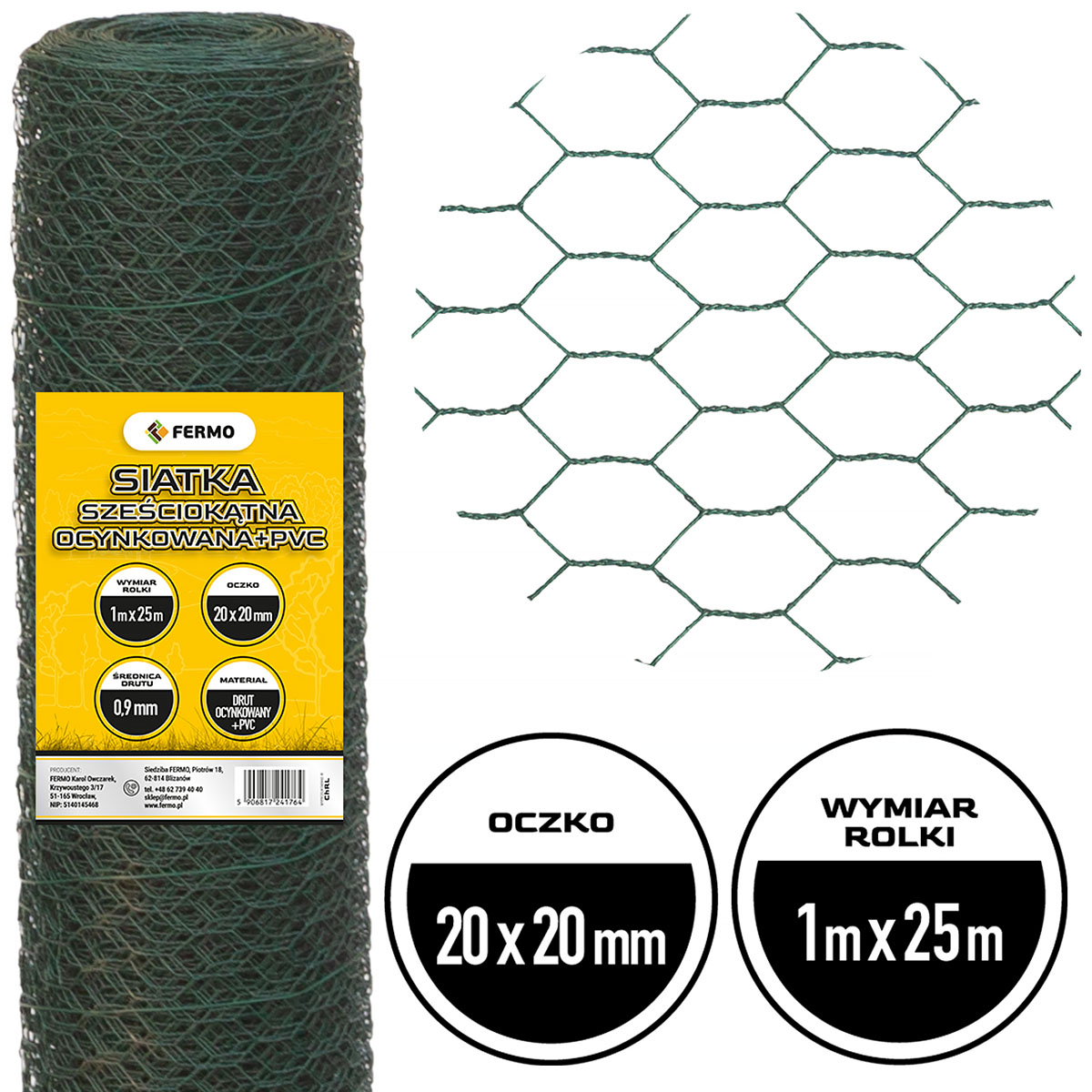 Hexagonal mesh 20mm PVC coated
