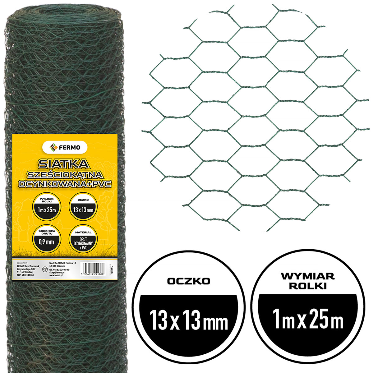 Hexagonal mesh 13 mm in PVC coating