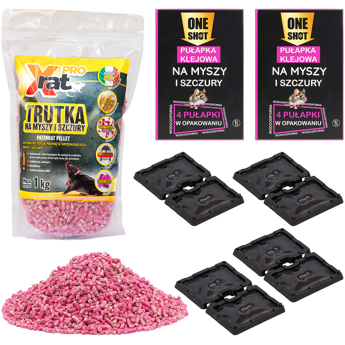 X-RAT PRO Rat & Mouse Control Kit | 1 kg Paste Bait + 8 Mouse Glue Traps