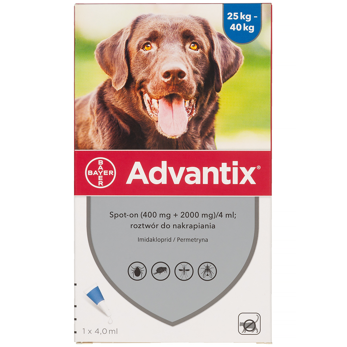 Advantix Spot-On 4 ml Flea & Tick Treatment for Dogs 25–40 kg | 1 Pipette