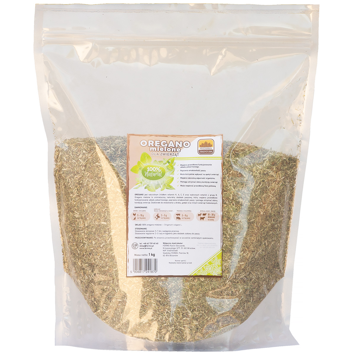 Oregano suszone mielone dla zwierząt kur niosek, drobiu 1 kg