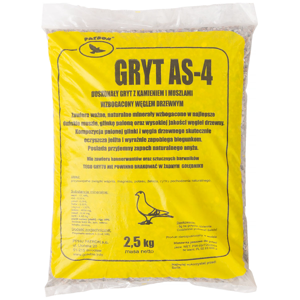 Pigeon Mineral Grit with Charcoal & Anise &ndash; Patron AS-4 2.5 kg