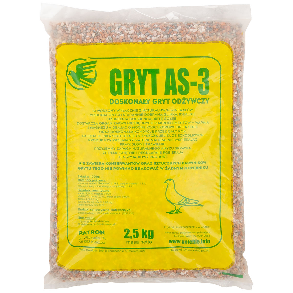 Patron AS-3 Mineral Grit for Pigeons with Calcium, Magnesium & Clay 2.5 kg
