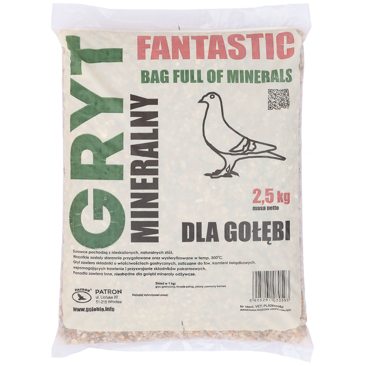 Mineral Grit for Pigeons with Oyster Shells, Red Stone & Anise &ndash; Patron Fantastic 2.5 kg