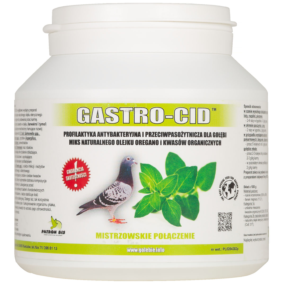 Pigeon Digestive Support with Organic Acids & Oregano Oil &ndash; Patron Gastro-Cid 250 g
