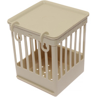 Nesting box for exotic birds with cage holders - beige