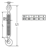Roman screw 16 mm galvanized eye-hook