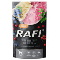 RAFI wet dog food with beef gizzards with ham in sachets set 10 x 500 g