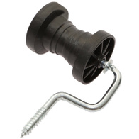 Insulator for polytapes for corner posts with a screw for wood