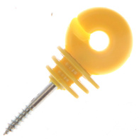 Insulator for wooden posts yellow for wire, polywired rope