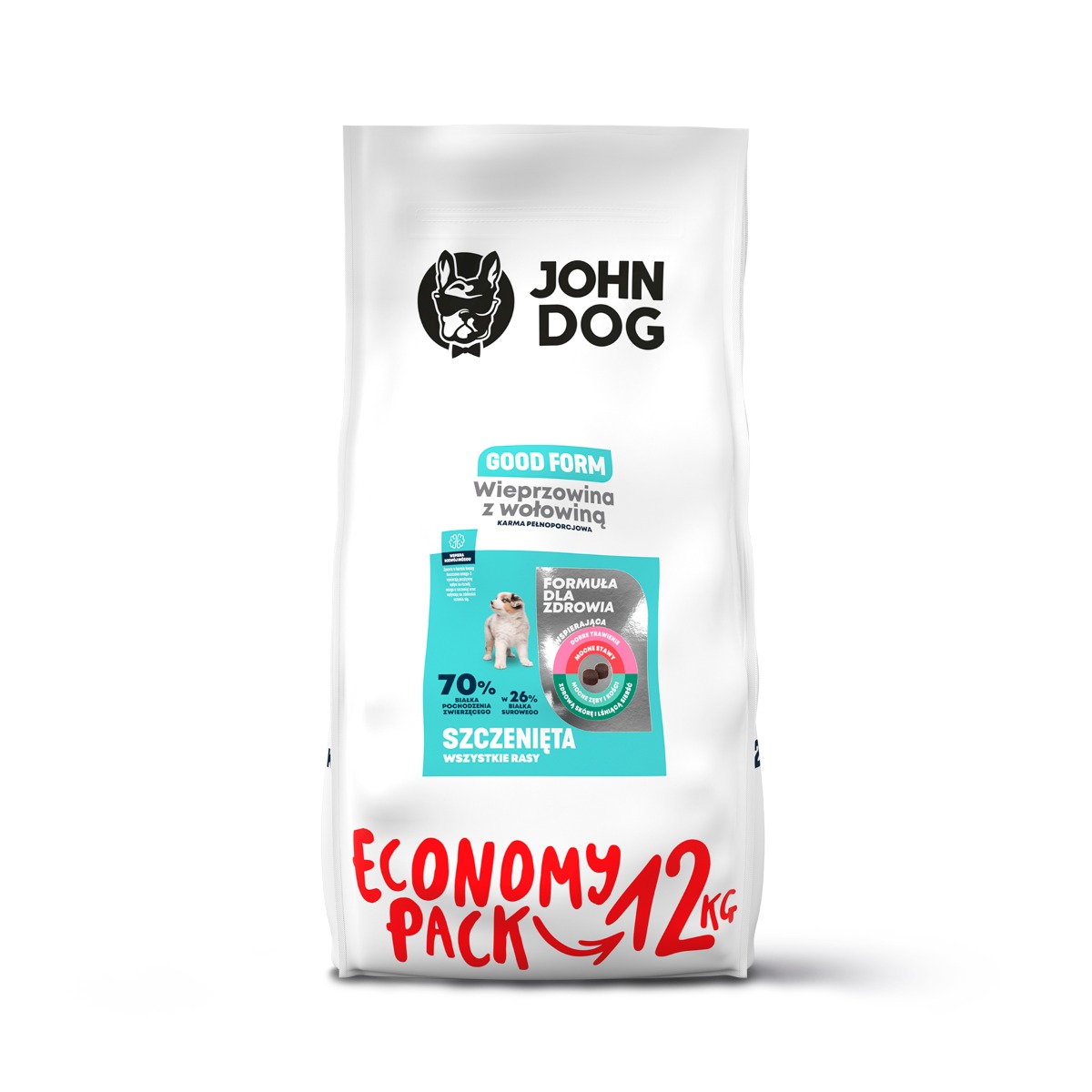 Dry dog food pork with beef JOHN DOG GOOD FORM 12 kg for puppies