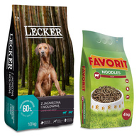 Lecker dog food 10 kg + Favorit pasta 4 kg
